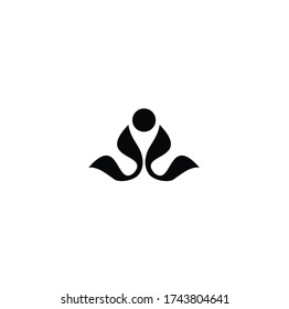 Yoga abstract human linear logo. Yarn people flower balance logotype. Creative spa, teacher vector sign.