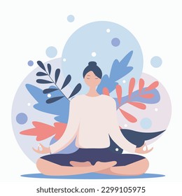 Yoga. Abstract woman doing yoga. Vector illustration of yoga woman. Colourful vector illustration. Health and self care illustration. Yoga lifestyle. Beautiful vector.