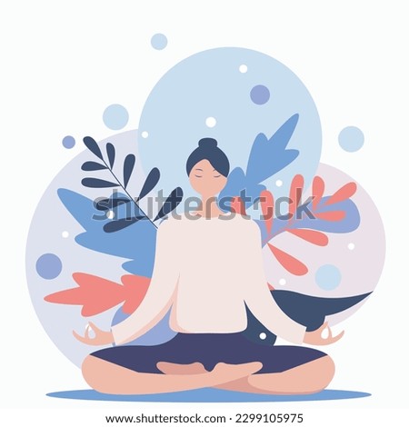 Yoga. Abstract woman doing yoga. Vector illustration of yoga woman. Colourful vector illustration. Health and self care illustration. Yoga lifestyle. Beautiful vector.