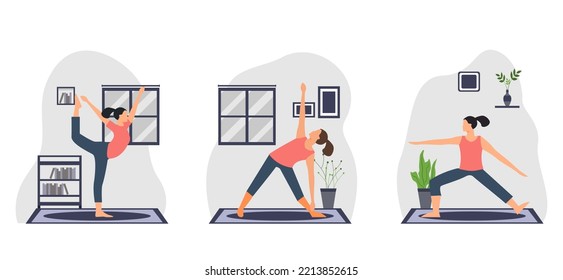 Yoga activity flat bundle design illustration