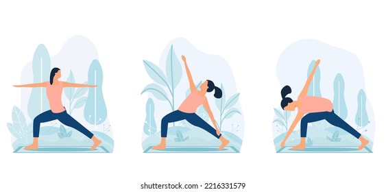 Yoga activity flat bundle design illustration
