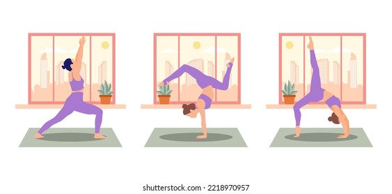 Yoga Activity Flat Bundle Design Illustration