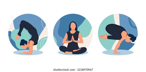Yoga Activity Flat Bundle Design Illustration