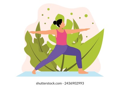 Ilustración de diseño plano de actividad de yoga
