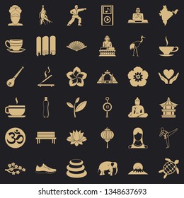 Yoga amulet icons set. Simple style of 36 yoga amulet vector icons for web for any design