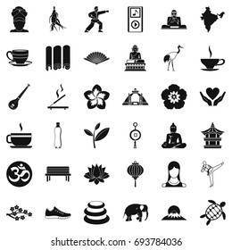 Yoga amulet icons set. Simple style of 36 yoga amulet vector icons for web isolated on white background