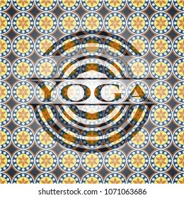  Yoga arabesque emblem background. arabic decoration.