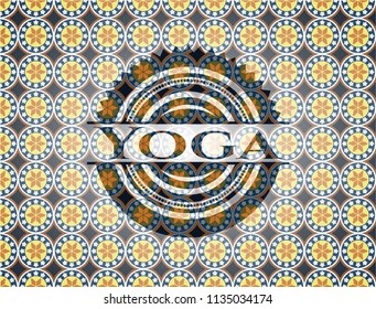 Yoga arabesque style emblem. arabic decoration.