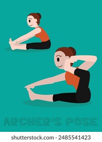 Yoga Archer's Akarna Dhanurasana Cartoon Vector Illustration