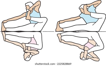 Yoga Archer's pose Akarna Dhanurasana strength seated pose hip opening fitness vector minimalist line art