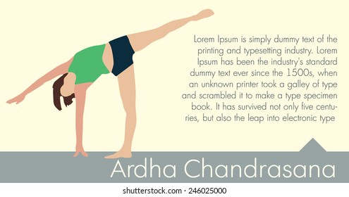 Yoga, ardha chandrasana pose. Vector illustration