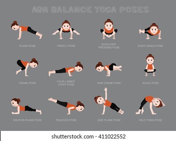 Yoga Arm Balance Poses Vector Illustration