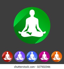 Yoga asana icon flat web sign symbol logo label set