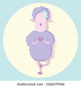Yoga asana illustration showed by a sheep