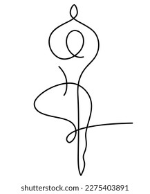 Yoga asana eine Linie Zeichnung. Trainingskonzept für Frauen in Körperform Kontinuierliche Kunst, lineare Vektorgrafik. Logo-Design für Pilates Studio. Abstrakte minimale Kunstwerke. Wohlfühl-Symbol