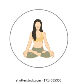 yoga Asana pose woman Lotus Pose cartoon illustration  on white background Meditate 