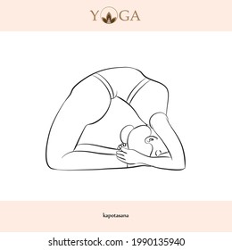 yoga asana posa con nombres de ilustraciones vectoriales