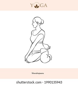 yoga asana poses with names vector illustration