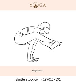 yoga asana posa con nombres de ilustraciones vectoriales