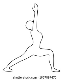 yoga. asana. standing pose. healthy lifestyle. healthy body. gymnastics. silhouette. Vector hand drawn illustration