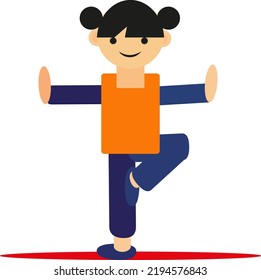 Árbol de asana de yoga, ilustración, vector sobre un fondo blanco.