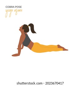 Yoga asana upward-facing dog. Vector illustration.