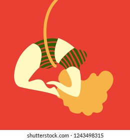 Yoga asana vector illustration. Body positive woman. Plus size model