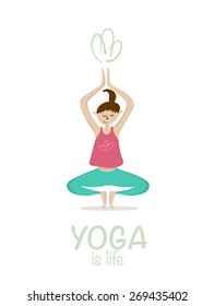 Yoga asana vector illustration. Hand drawn set of vector girl yoga asana on white background.