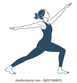 Yoga asanas pose set of vector silhouettes of women doing yoga exercises
