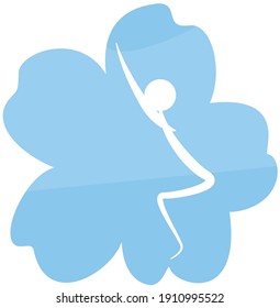 Yoga asanas simple blue flower icon of a set. Vector