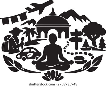 yoga ashram icon Vector Illustration