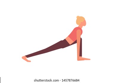 Yoga ashwa sanchalanasana equestrian pose. Flat style illustration
