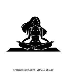 Yoga, assana lotus pose, silhouette illustration vector