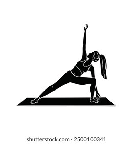 Yoga, assana pose warrior, silhouette illustration vector