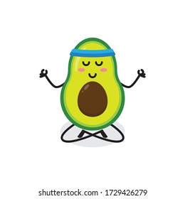 yoga avocado fruit cute character mascot vector design