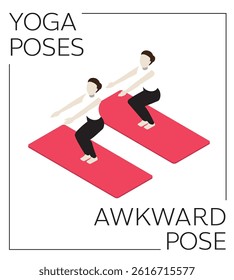Yoga Awkward Pose Isometric Vector Set