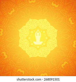 Yoga Background. Ethnic Ornament And Human Silhouette. Eps 10 Vector Illustration.