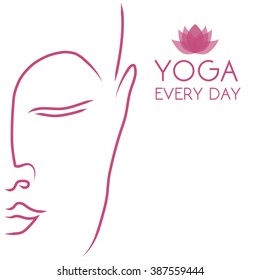 Yoga background. Sample text - Yoga world, body and mind. Vector illustration for yoga event, school, club, spa center. EPS 10