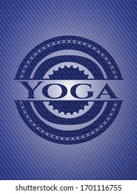 Insignia de yoga con textura de jean. Ilustración vectorial. Detallado.