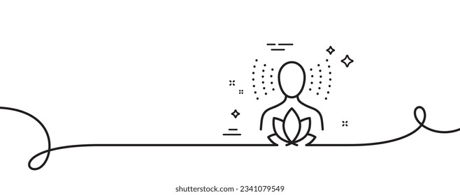 Yoga balance line icon. Continuous one line with curl. Meditation lotus sign. Relax body and mind symbol. Yoga balance single outline ribbon. Loop curve pattern. Vector