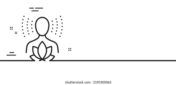 Yoga balance line icon. Meditation lotus sign. Relax body and mind symbol. Minimal line illustration background. Yoga balance line icon pattern banner. White web template concept. Vector