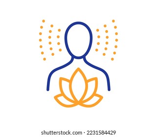 Yoga balance line icon. Meditation lotus sign. Relax body and mind symbol. Colorful thin line outline concept. Linear style yoga balance icon. Editable stroke. Vector