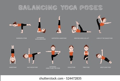 Yoga Balancing Poses Vector Illustration Stock Vector (Royalty Free ...