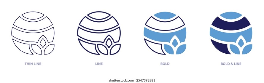 Yoga balls icon in 4 different styles. Thin Line, Line, Bold, and Bold Line. Duotone style. Editable stroke.