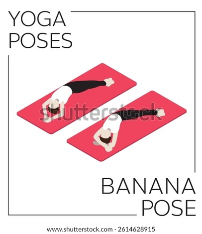 Yoga Banana Pose Isometric Vector Set
