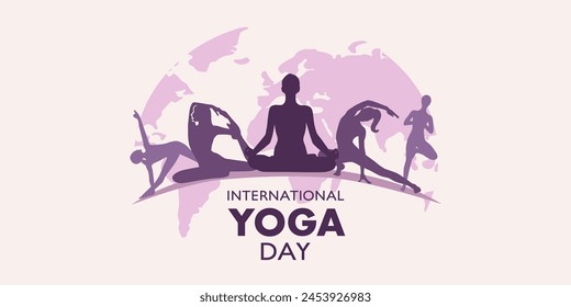 Fondo de Anuncio de yoga. Vector Plantilla. Diseño del Anuncio del día mundial del yoga.