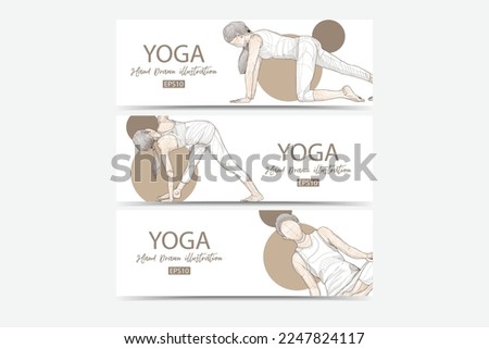 yoga banner design set. hand drawn vector illustration