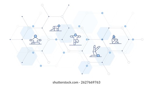 Yoga Banner Vector Illustration with Icon Style in Between. Line Duotone icon. Containing. relax, pilates, yoga.