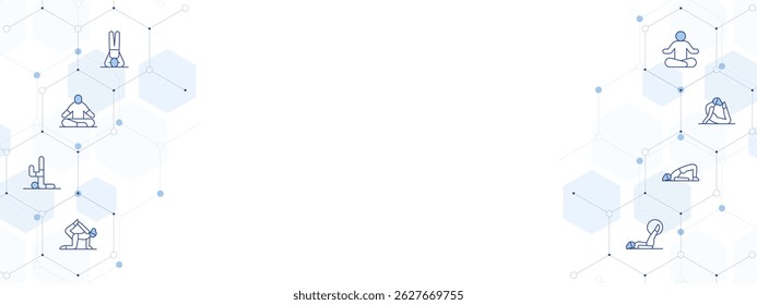 Yoga Banner Vector Illustration with Two-sided Icon Style. Line Duotone icon. Containing. yoga pose, yoga, pilates, posture.