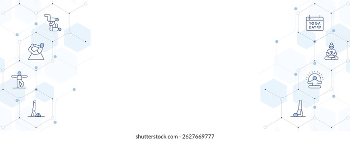 Yoga Banner Vector Illustration with Two-sided Icon Style. Line Duotone icon. Containing. yoga, yoga pose, pilates, meditation, international day of yoga.